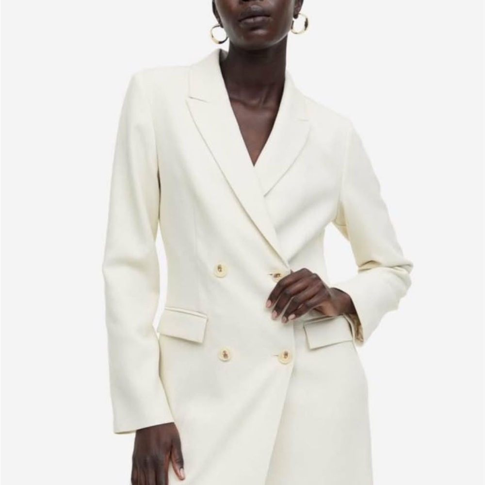 H&M Elegant Cream Double-Breasted Women's Coat